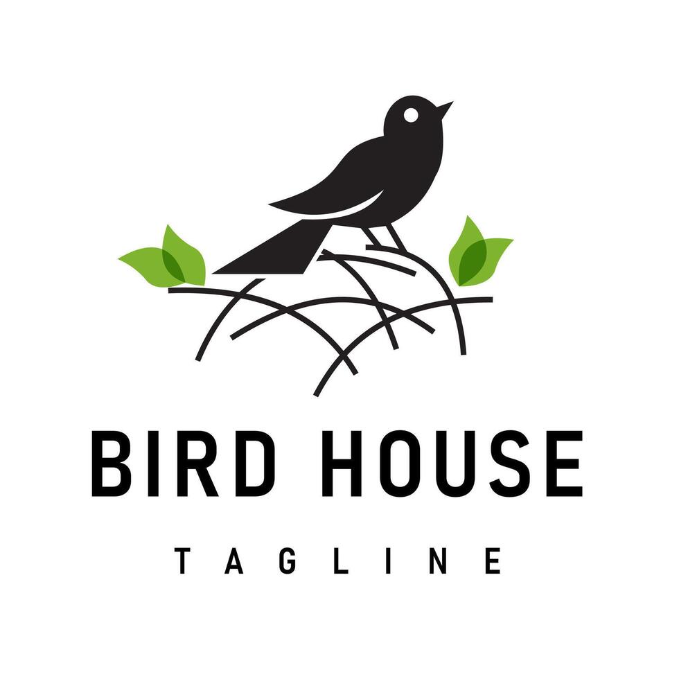 Bird Nest Logo, Bird House Shelter , Minimalist Style Modern Line Design, Illustration Symbol Template Icon vector