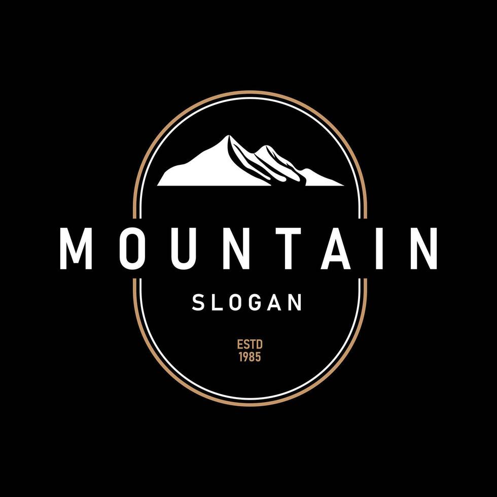 Mountain Silhouette Logo Illustration with Simple Vintage Design Symbol This Design is Suitable for Adventure, Nature Tourism and Outdoor Activities Like Hiking, Camping Dark Background vector