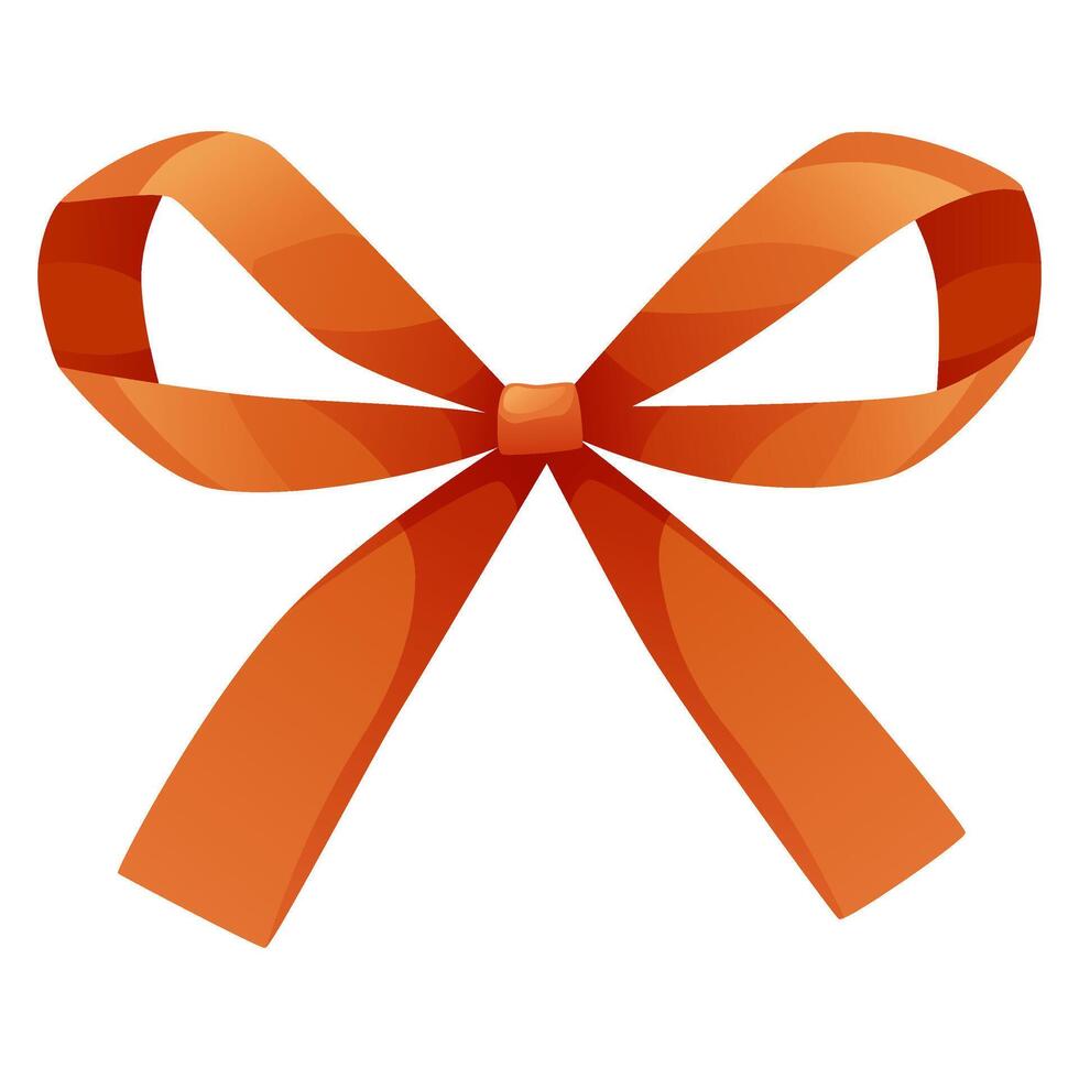 Beautiful volumetric red bow. Bow-tie design. Fashion and clothing element, decorative ribbon for gift wrapping. Satin ribbon. Bow design for gift vector