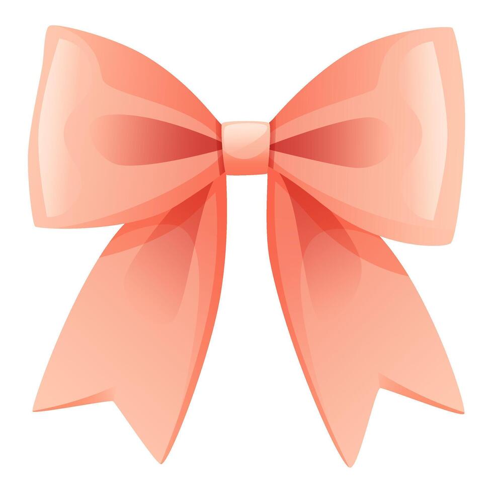 Beautiful voluminous pink bow. Butterfly bow design. Fashion and clothing element, decorative ribbon for gift wrapping. Satin ribbon. Bow design for gift vector