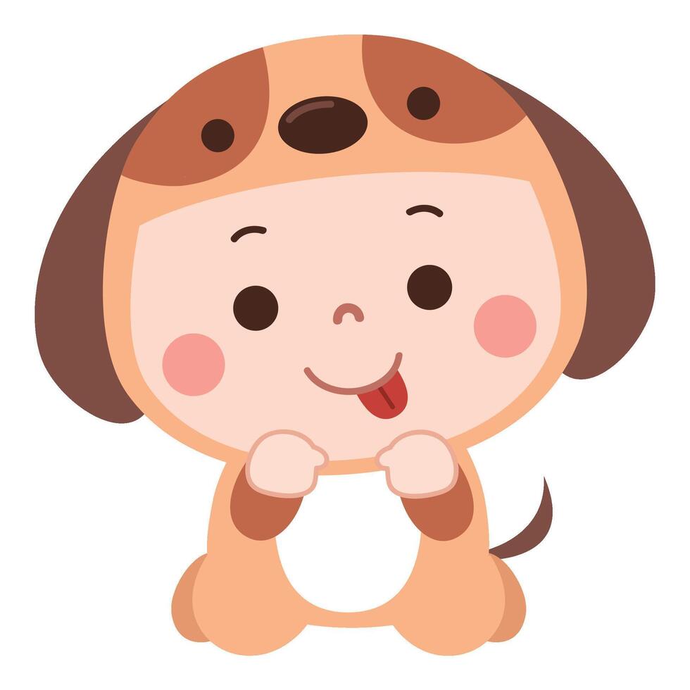 A charming cartoon illustration of a baby dressed in an adorable dog costume vector