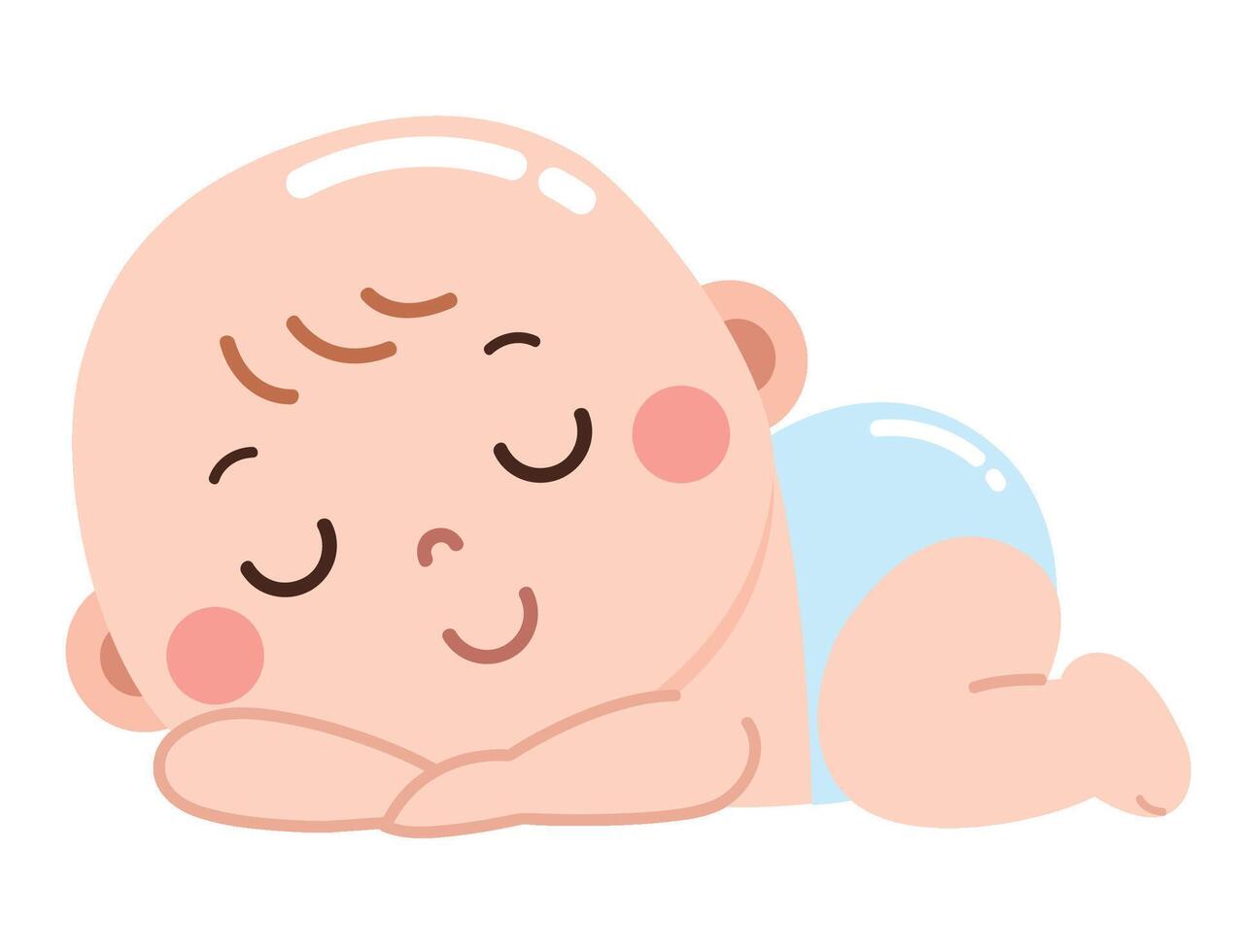 A charming and adorable cartoon-style illustration of a baby peacefully sleeping vector