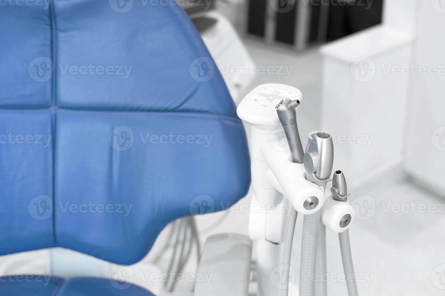 Patient chair in dentist office, dental equipment photo