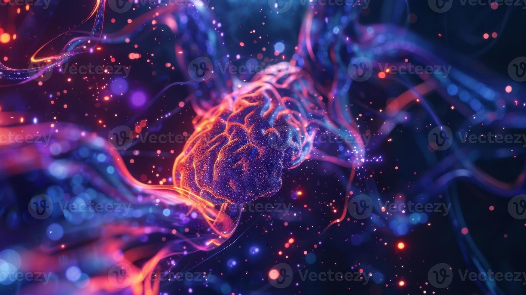 futuristic glowing representation of neural network photo