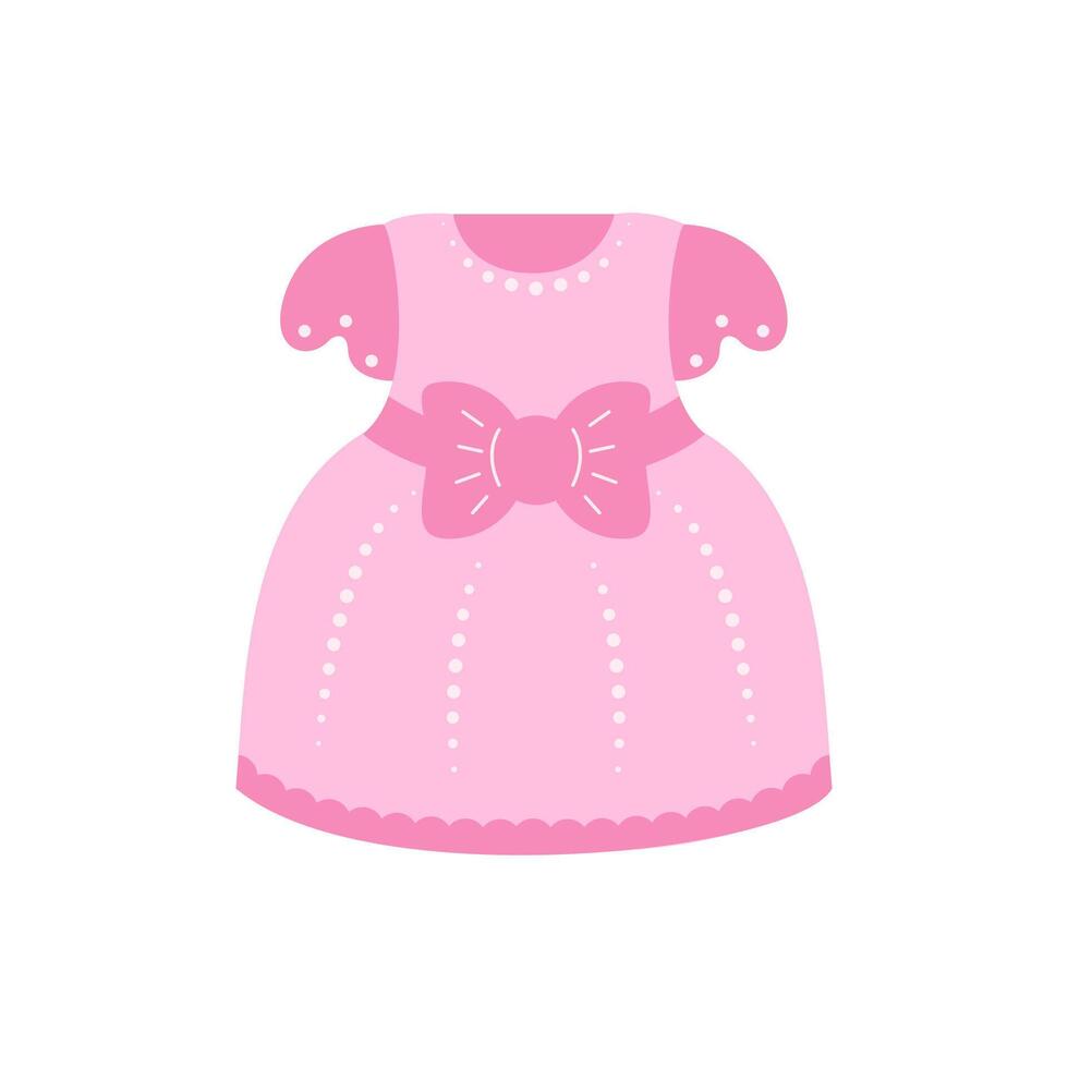 Cute pink dress in a simple flat style vector