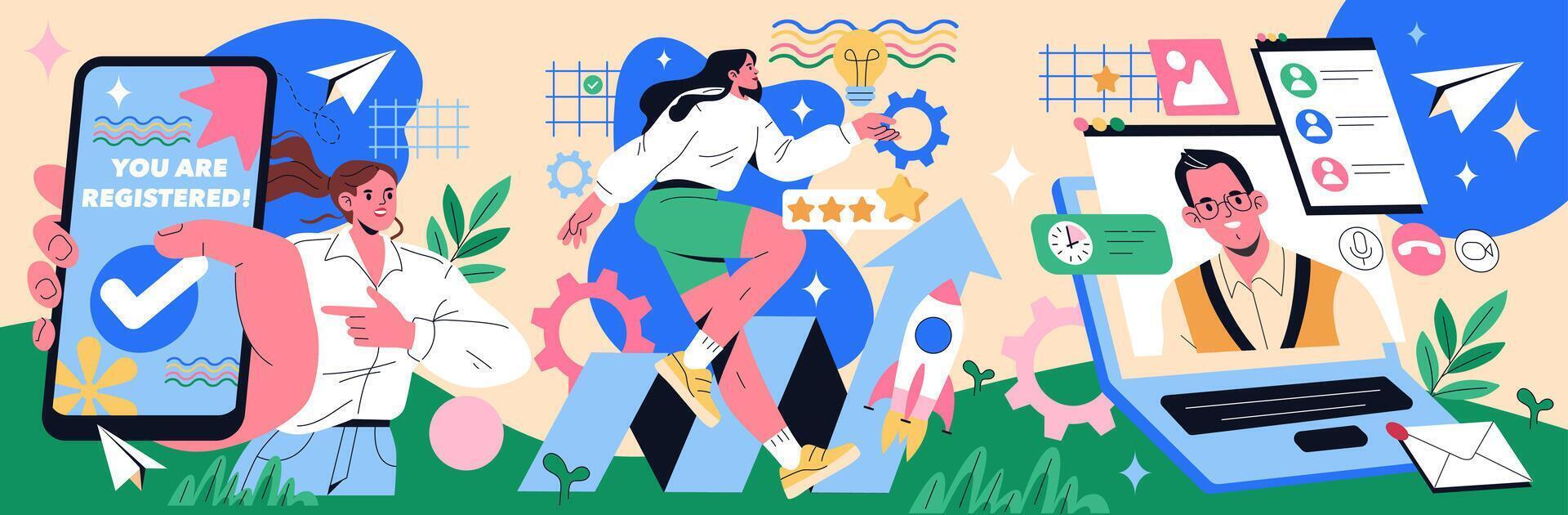 Workshops. Flat Illustration vector