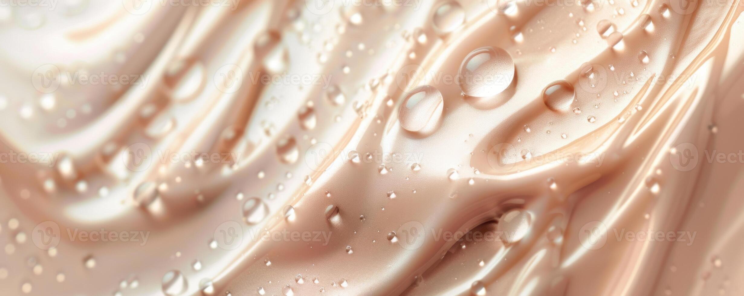 Smooth cream-like texture with water droplets scattered on its shimmering surface photo