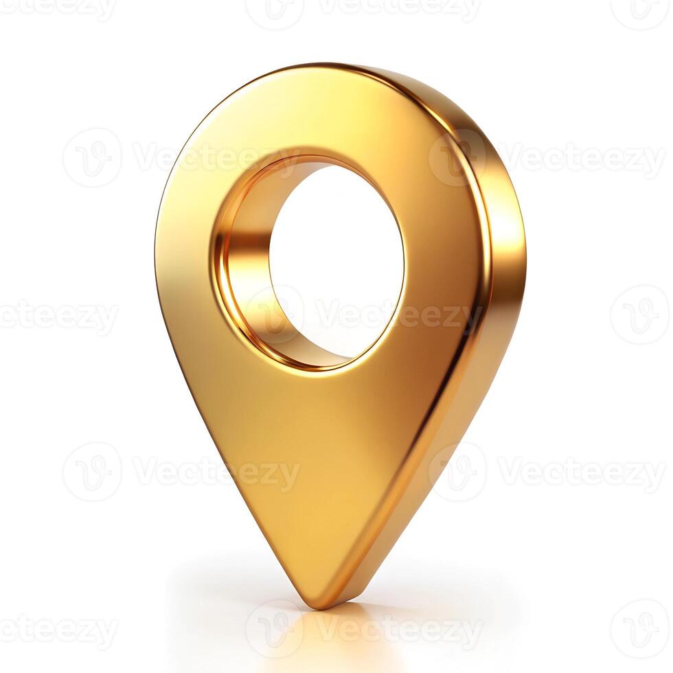 3d golden map pointer photo