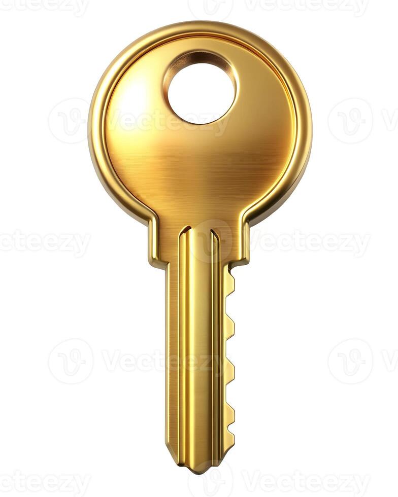 golden key isolated on white background photo