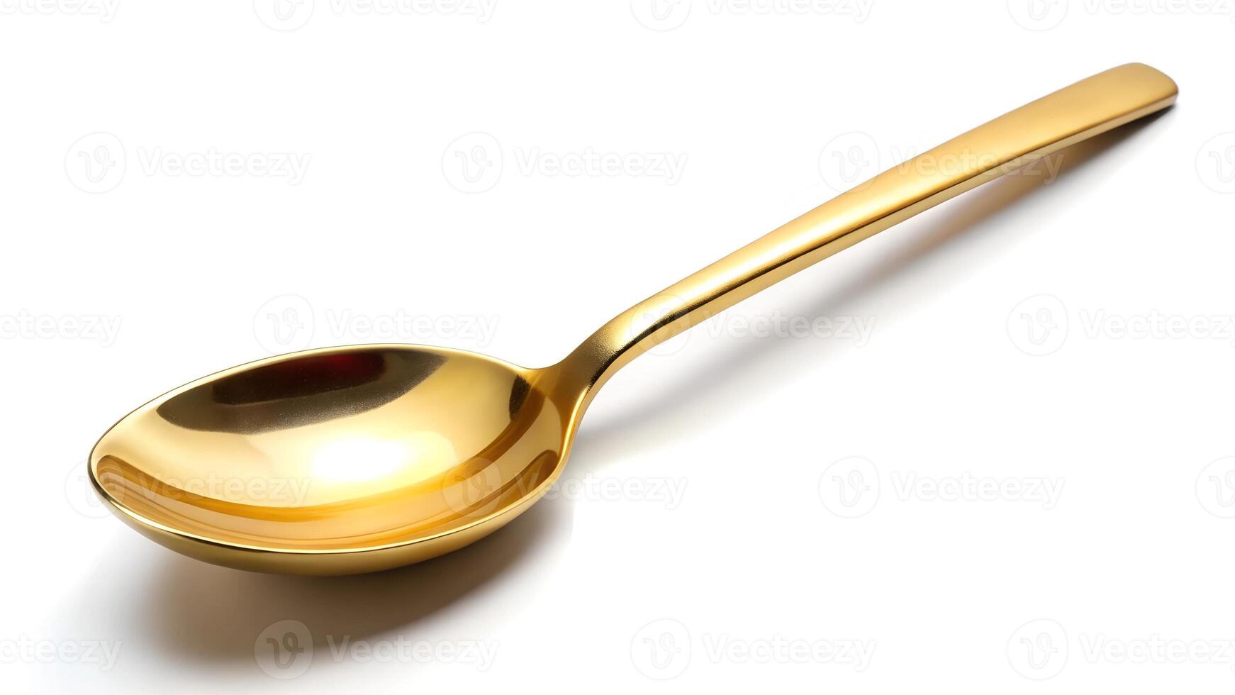 golden spoon isolated on white photo