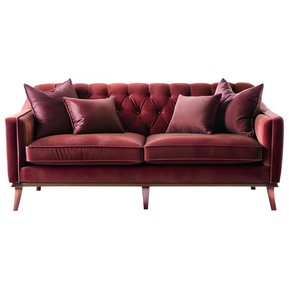 red sofa isolated on white photo