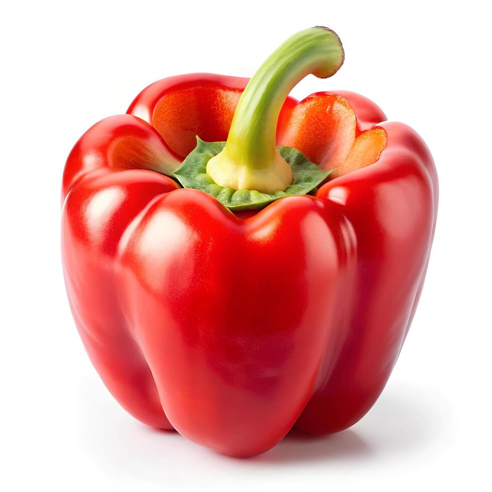 red sweet bell pepper isolated on a white background, clipping path, cut out, single photo