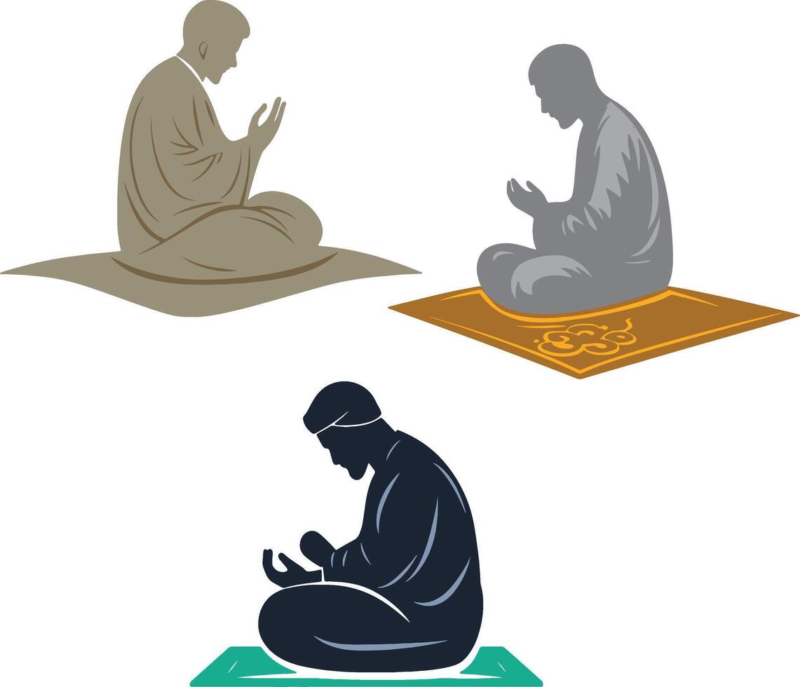 Silhouette of a Religious Man in Deep Prayer vector