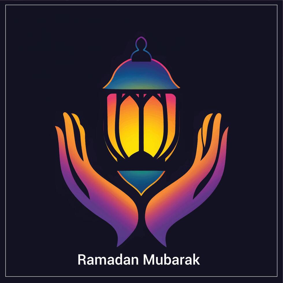 Minimalist Lantern Illustration in Hands for Ramadan and Eid vector