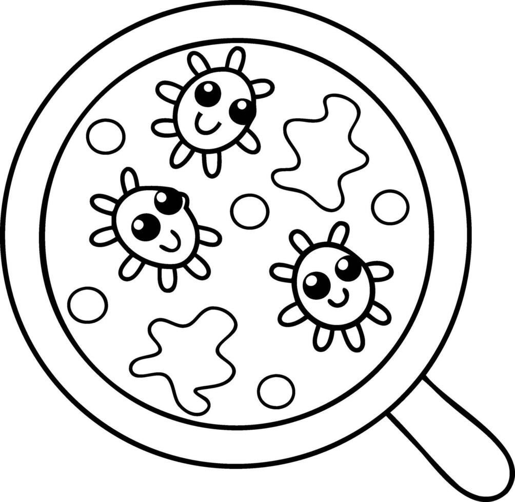 Cute cartoon germs in a petri dish with smiling faces. vector