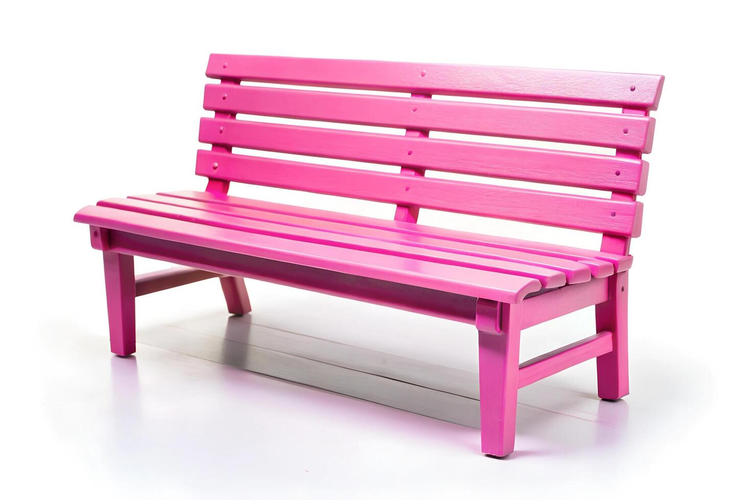 Outdoor pink wooden chair isolated on white background with clipping path photo