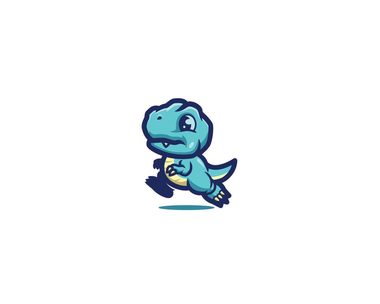 Cute dinosaur a run mascot logo vector