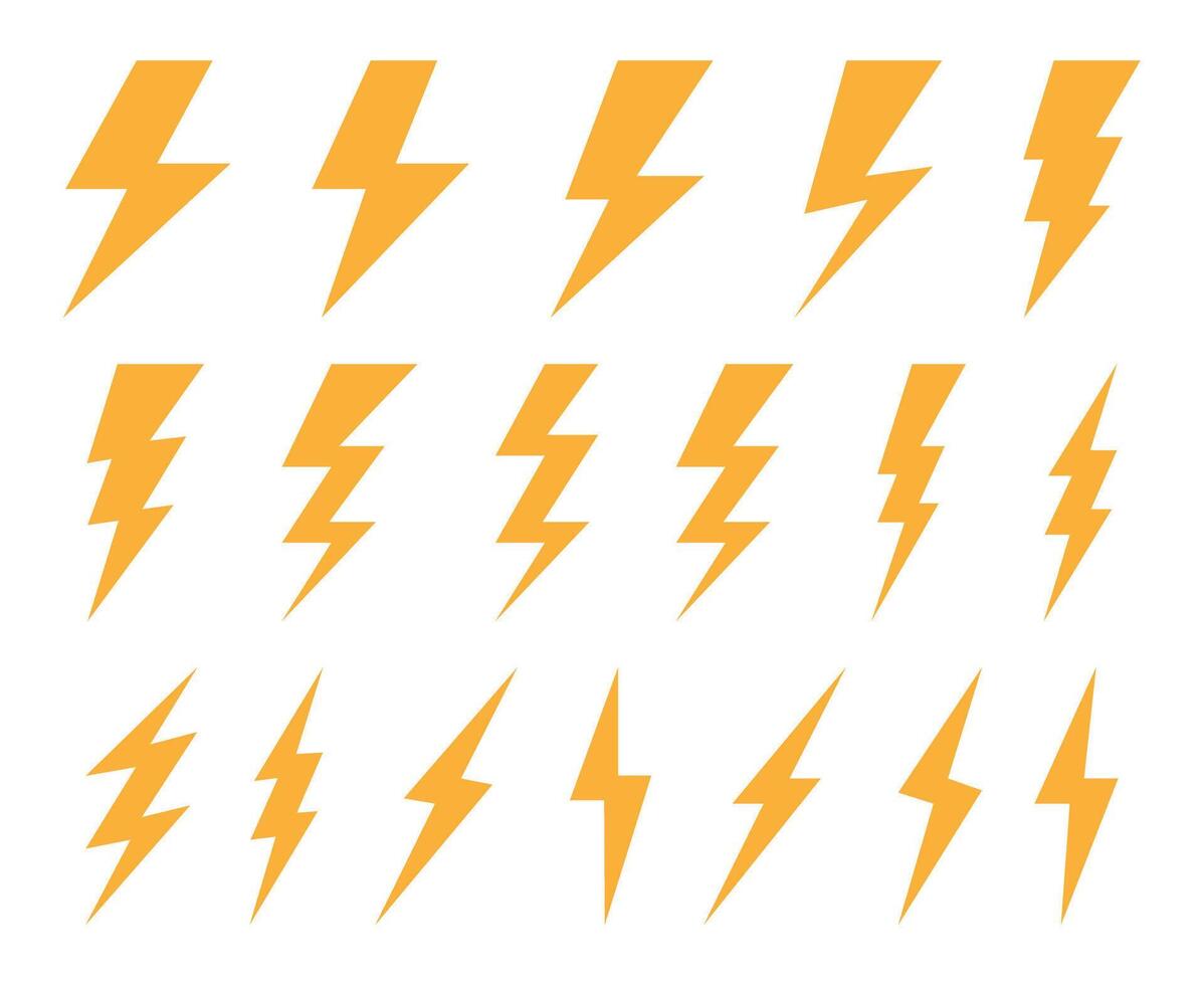 Lightning Bolt and Thunder flash Icons Set vector