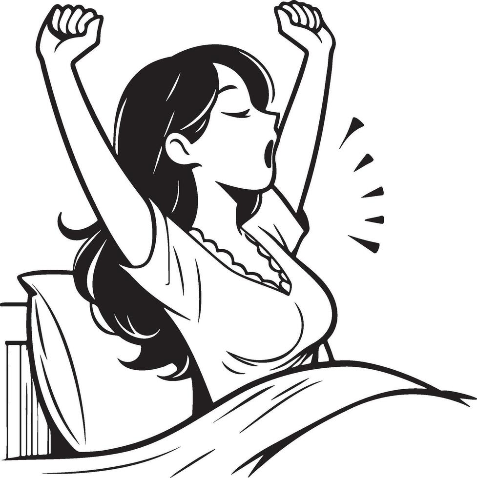 Woman Yawn and Stretch. vector