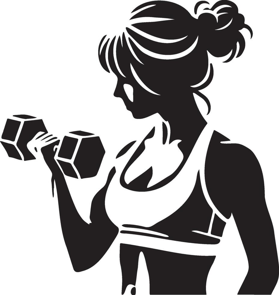 Upper Body of Woman Do Workouts with Dumbbells. vector