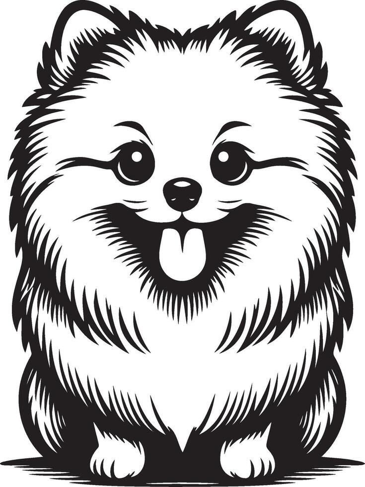 Cute Pomeranian Dog Sitting Illustration. vector