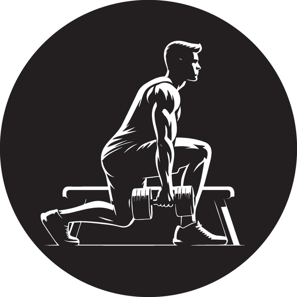 Man Do Workouts with Dumbbells Logo. vector