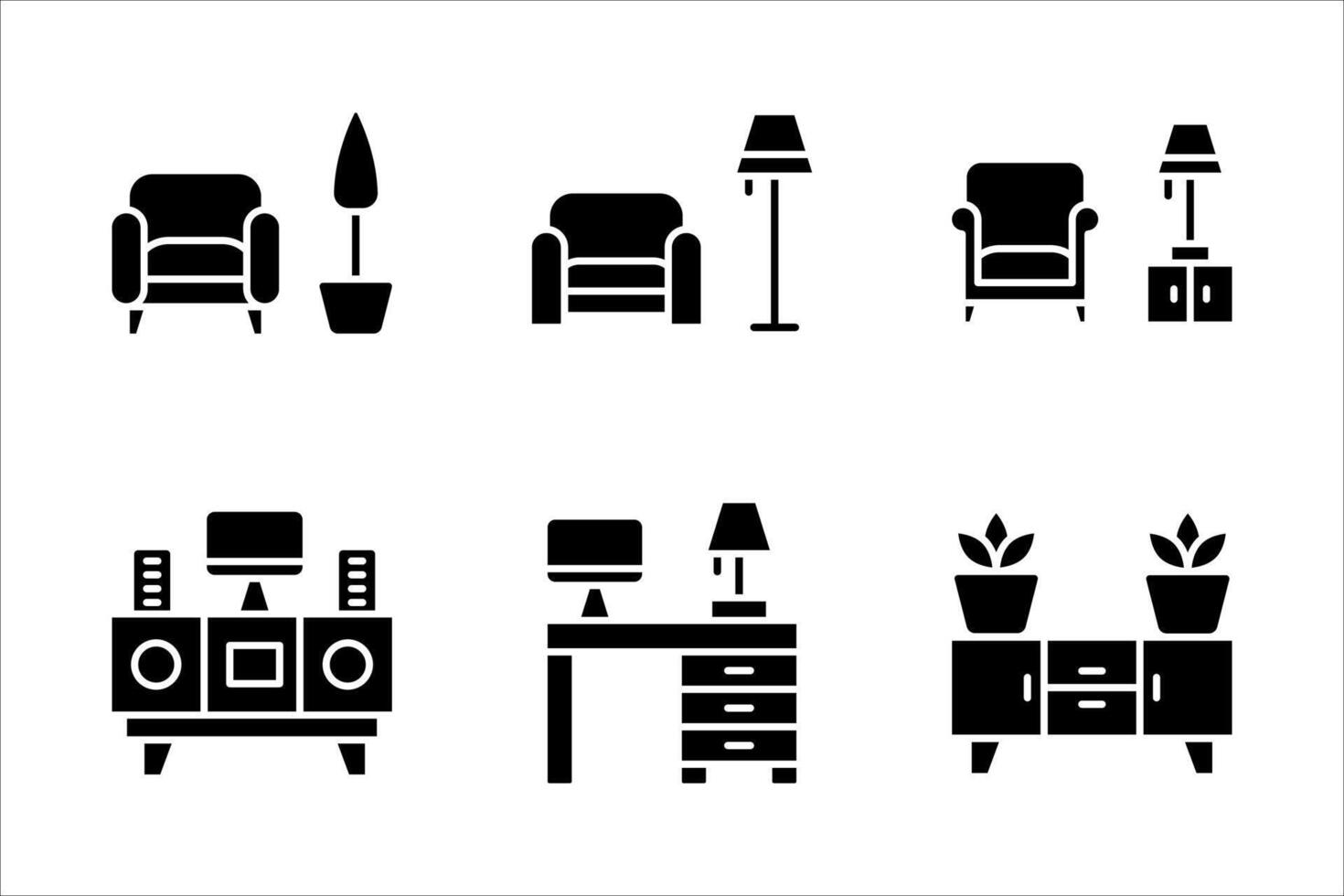 interior icon set, on a white background. vector