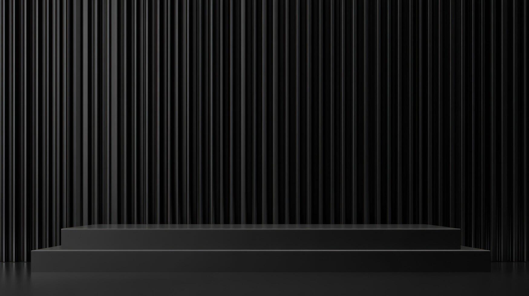 Elegant Black Product Display Platform with Striped Background photo