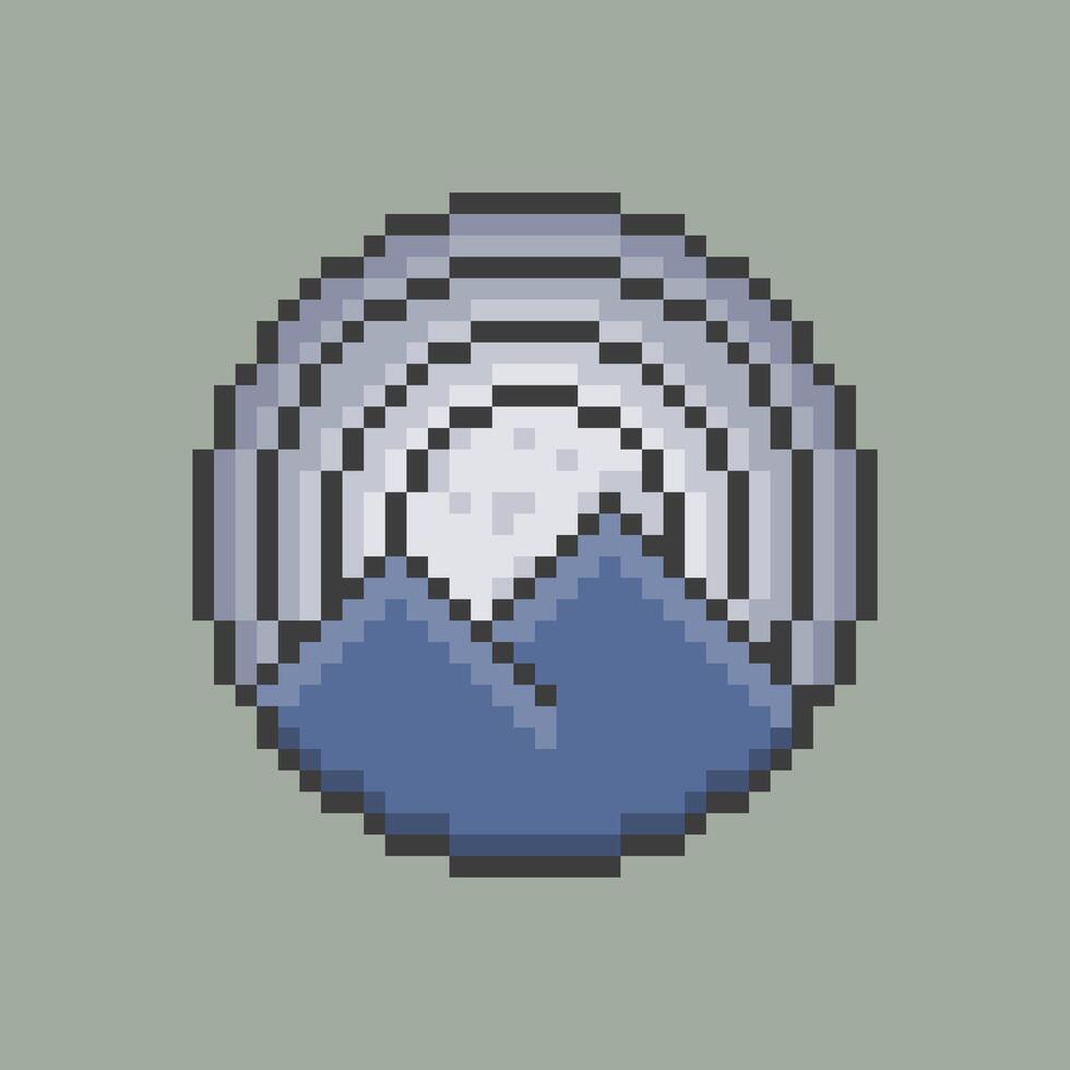 Pixel Art of Moon Rising Over The Mountain Range vector