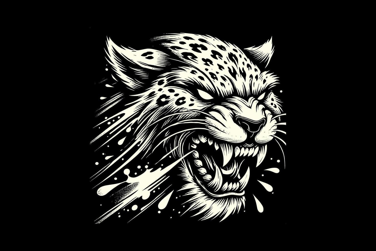A leopard head with a black background vector