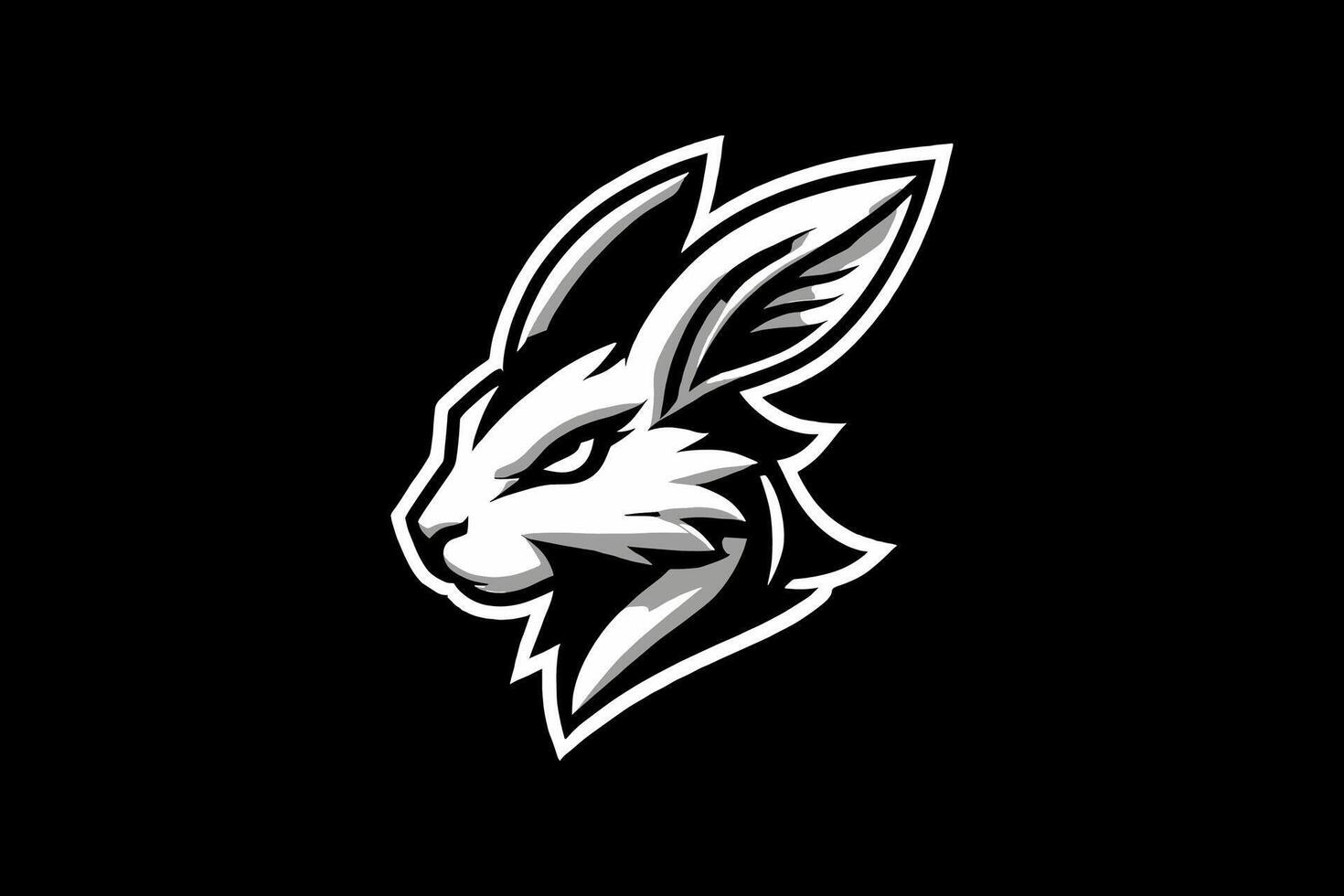A rabbit head logo on a black background vector