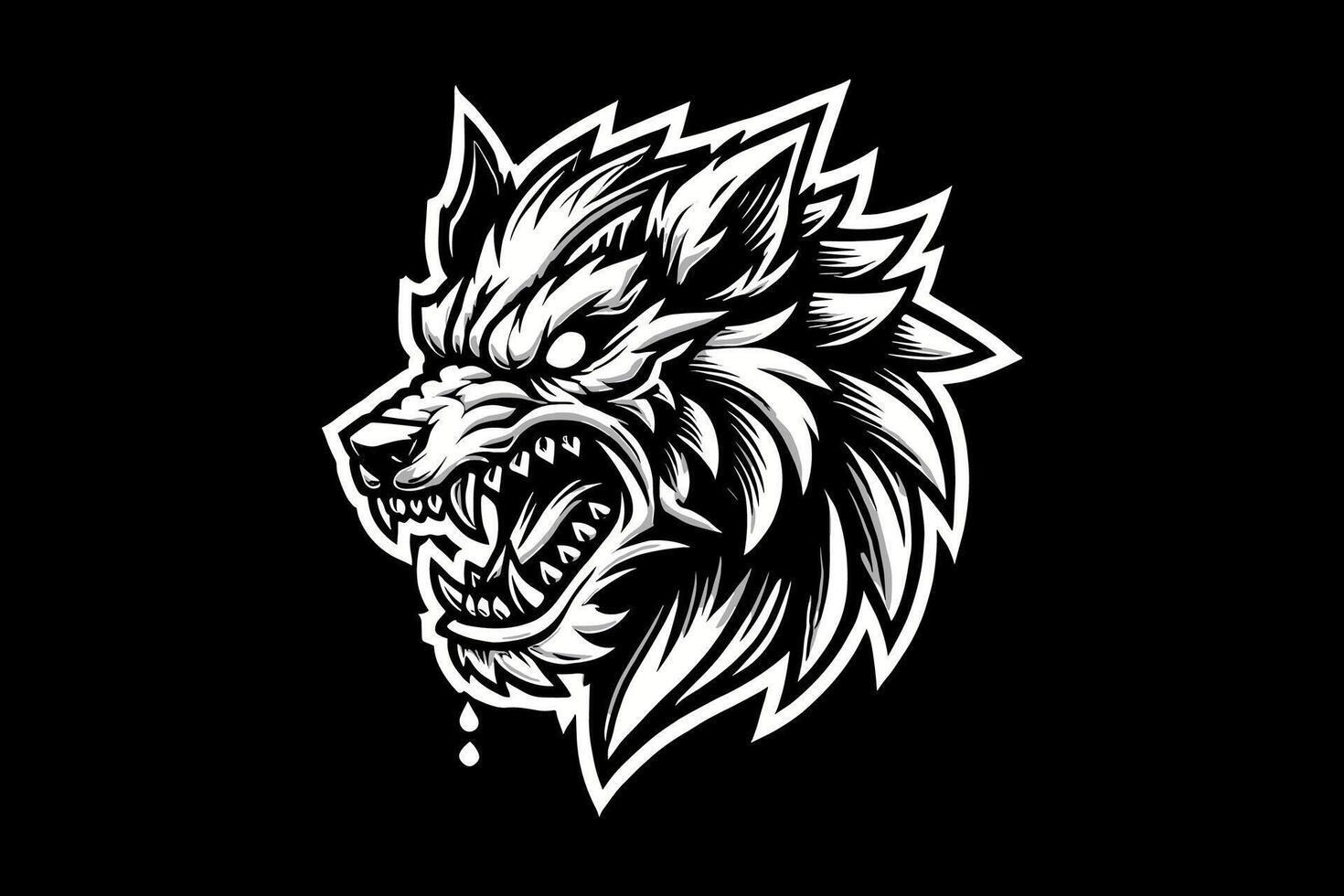 A wolf head on a black background vector