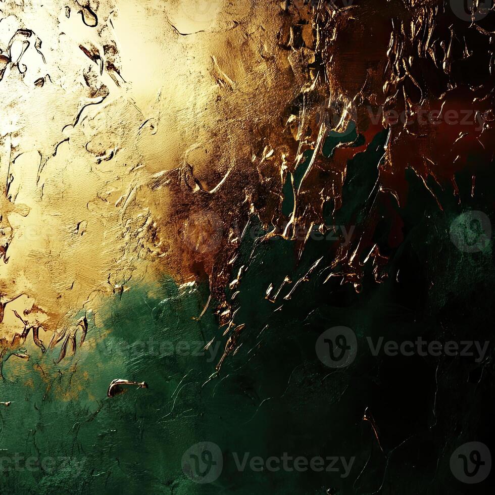 Textured surface with metallic tones and earthy colors blending in a creative abstract design during a dimly lit indoor setting photo