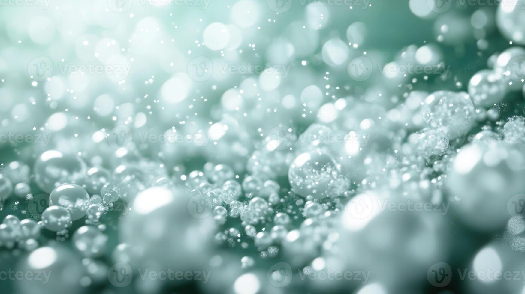 Bubbles floating in a shimmering green background create a captivating underwater atmosphere photo