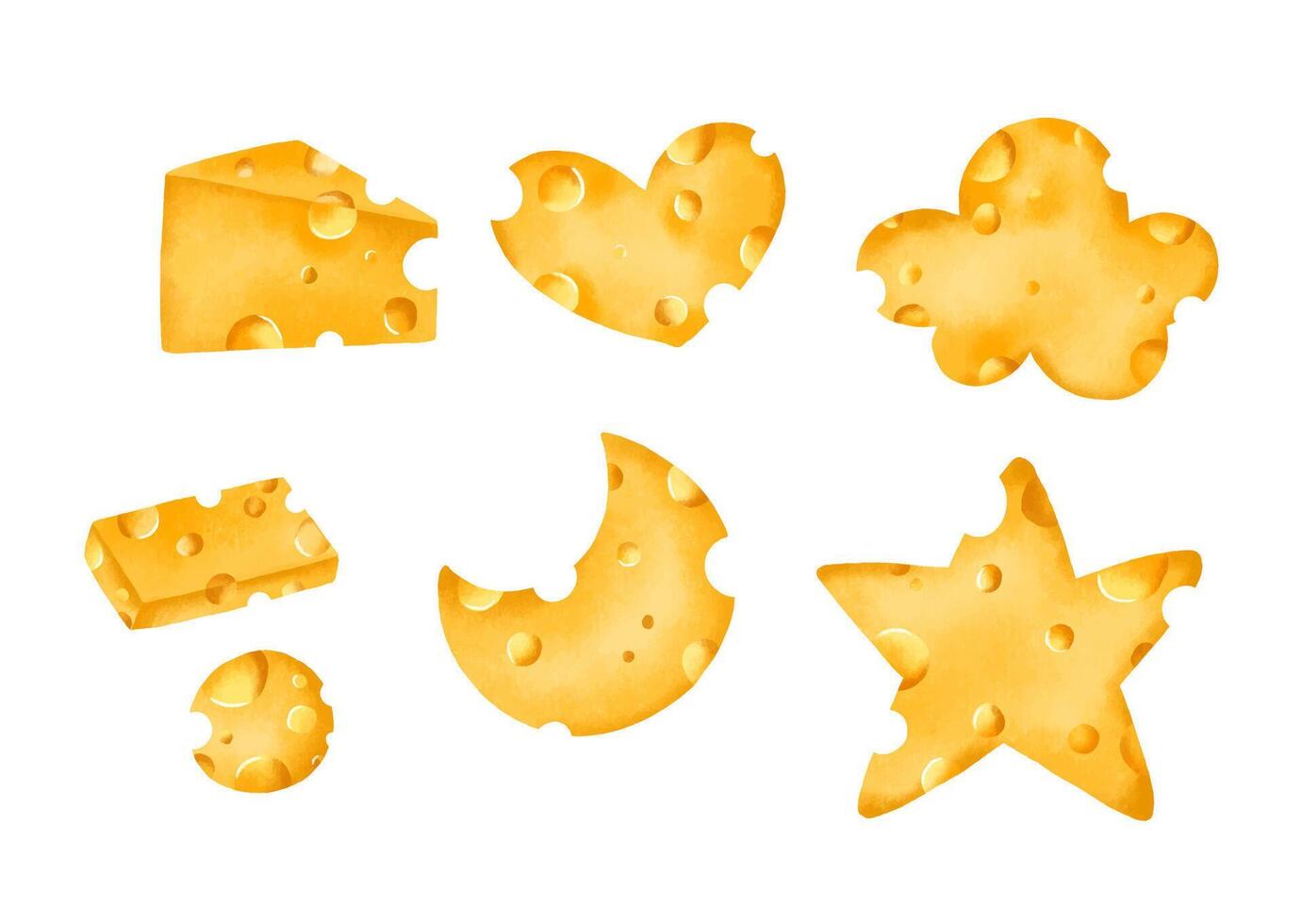 Mouse cheese set. rat hold cheese piece heart form vector