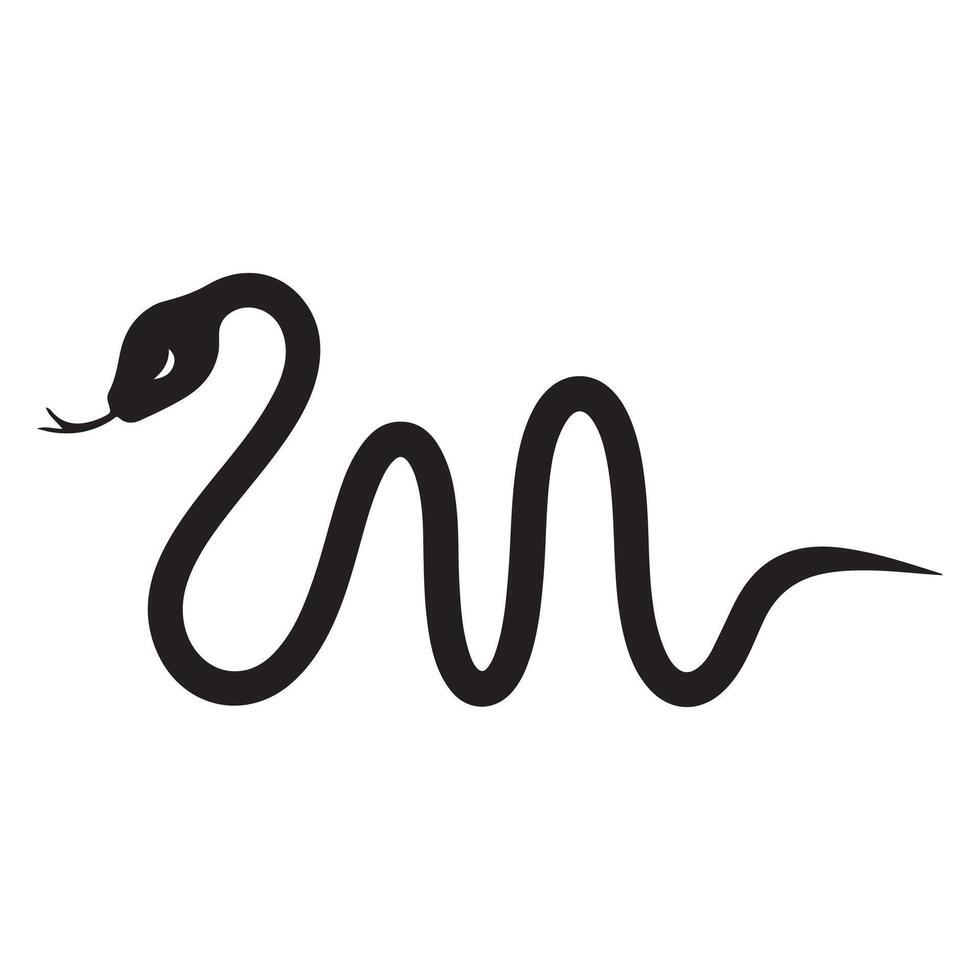 Minimalist Snake Silhouette in Sleek Black Art Design vector