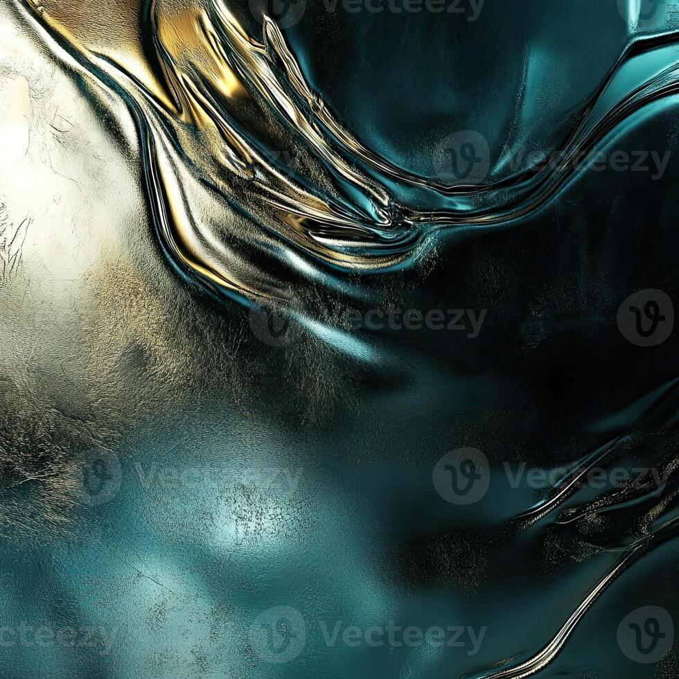 Abstract metallic texture with swirling patterns and luminous accents under dramatic lighting photo