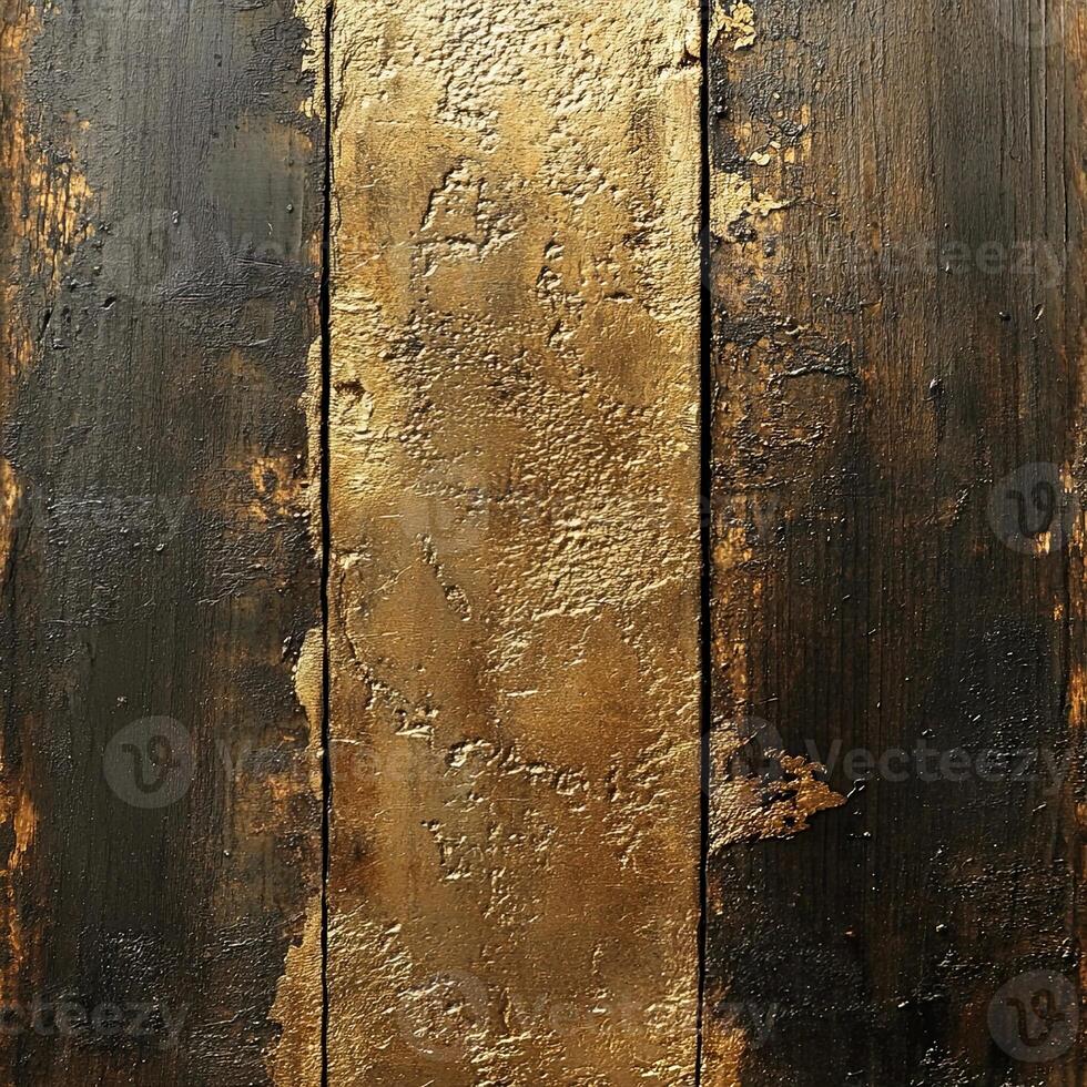Textured wall with contrasting gold and dark brown patterns highlighting abstract art in an indoor setting photo