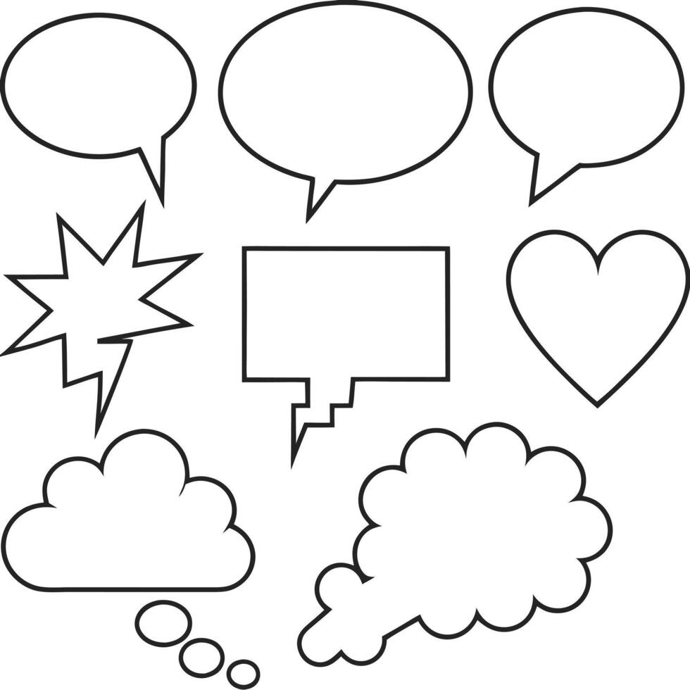 Blank Comic Speech Balloons Outline Thought Clouds vector