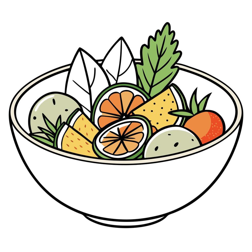 Fresh Fruit Sketch Simple Black and White Food Illustration vector