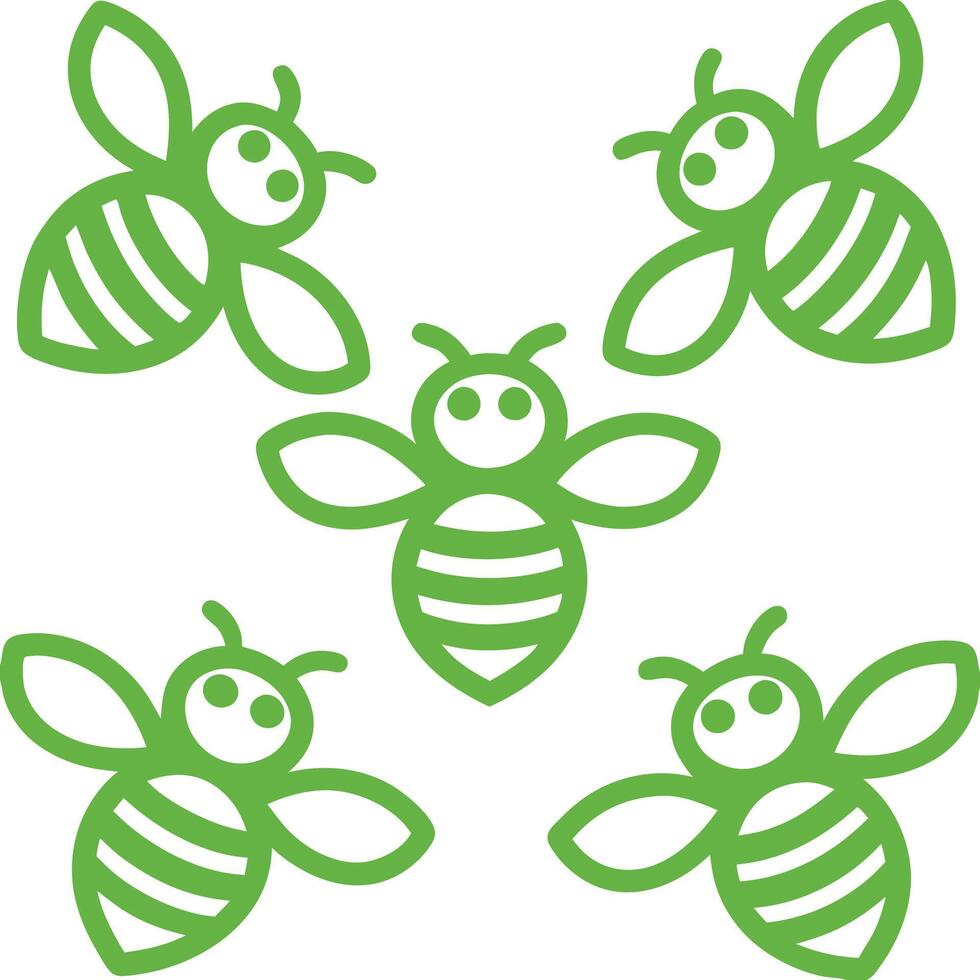 Kawaii Honeybee Drawing Whimsical Black and White Art vector