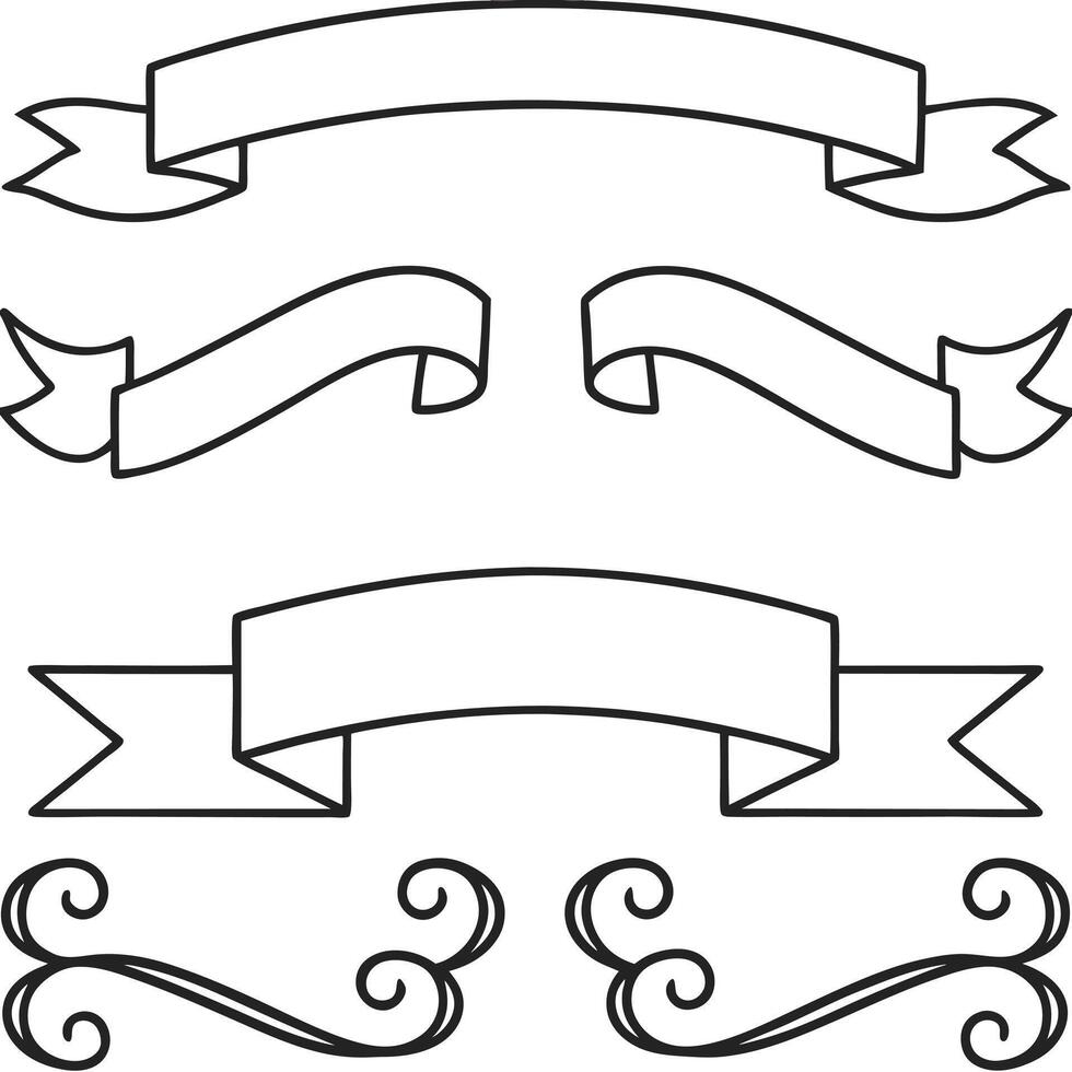 Decorative Ribbon Scrolls Vintage Black and White Design vector