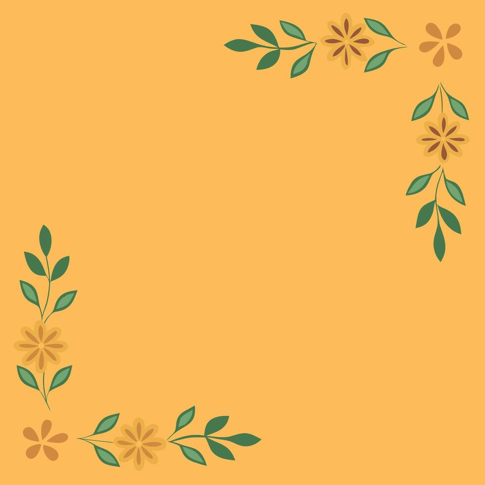 Beautiful Minimalist Flowers on Yellow Soft Aesthetic Design vector