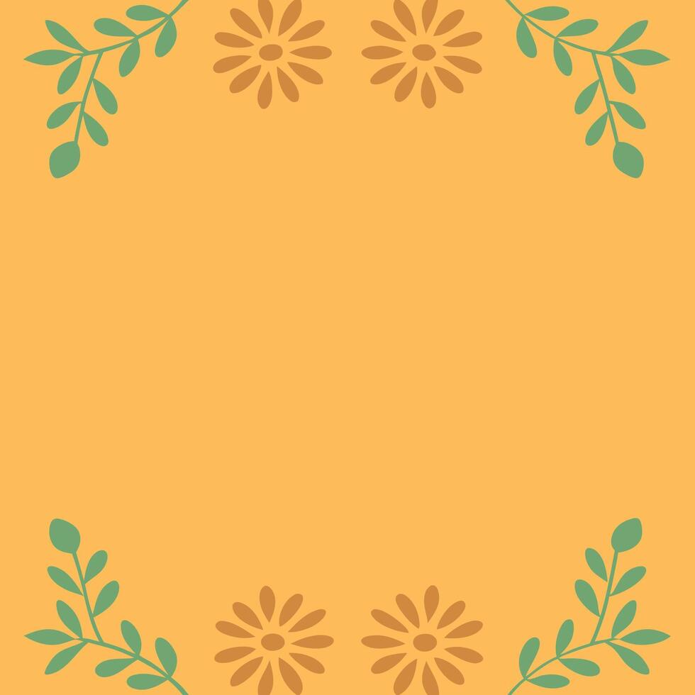 Black and Yellow Minimalist Floral Art Simple Hand-Drawn Illustration vector