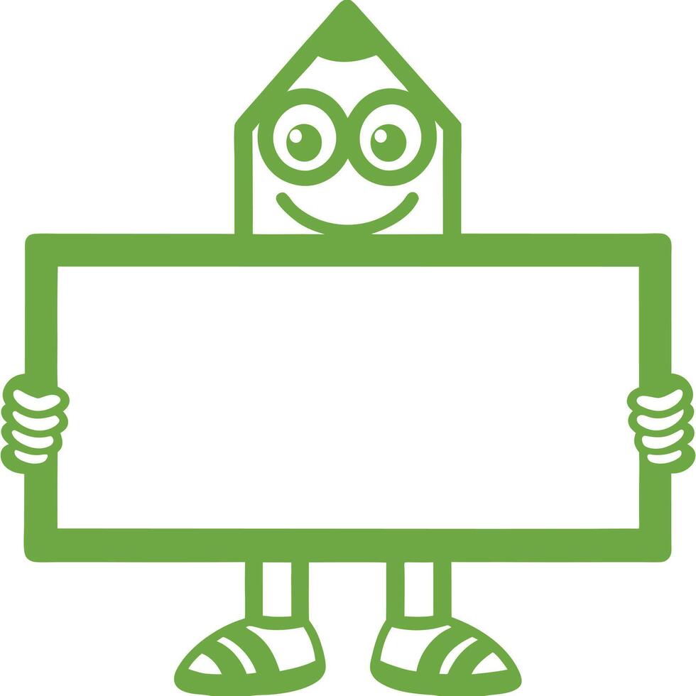 Cartoon Pencil Character Smiling Face with Large Eyes vector
