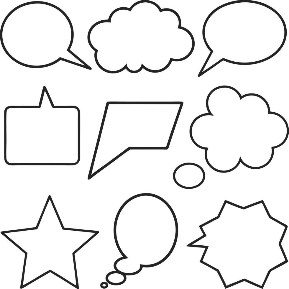 Hand-Drawn Speech Bubbles Doodle Thought Clouds Illustration vector