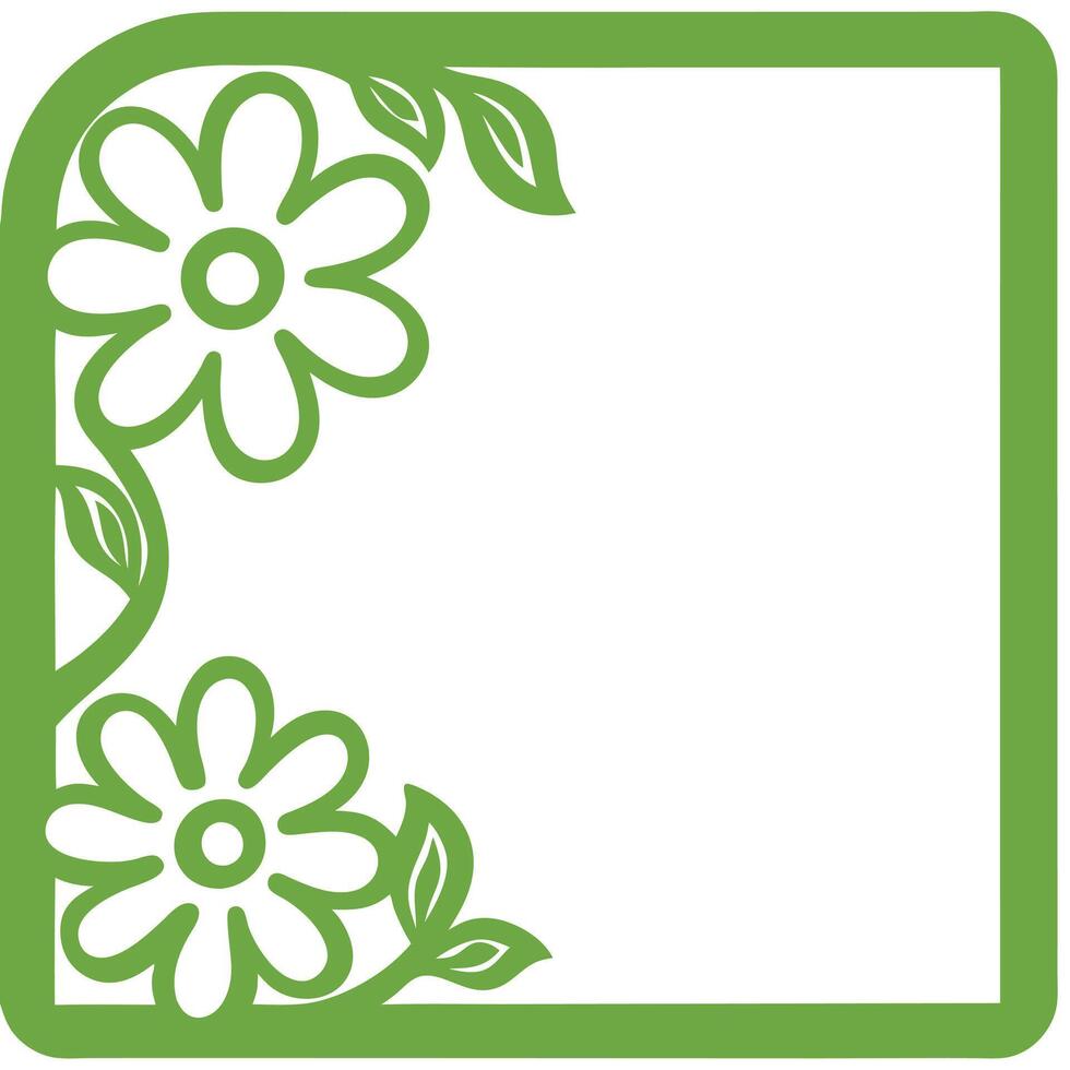 Stylized Botanical Line Drawing Black Flowers on Yellow Canvas vector
