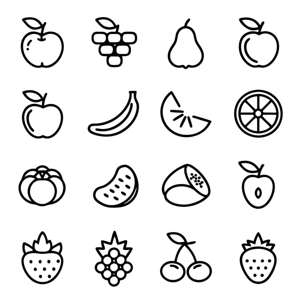 Minimalist Tropical and Citrus Fruits Monochrome Line Drawing vector