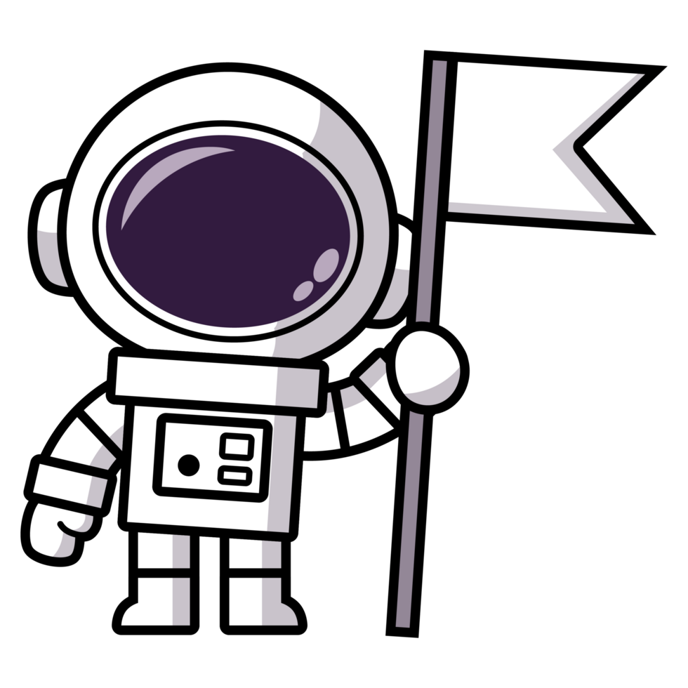 Cartoon Astronaut Holding a Flag, man png