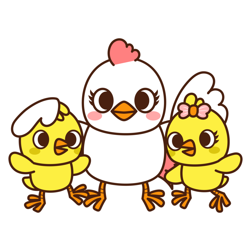 Cute Cartoon Chicken Family png